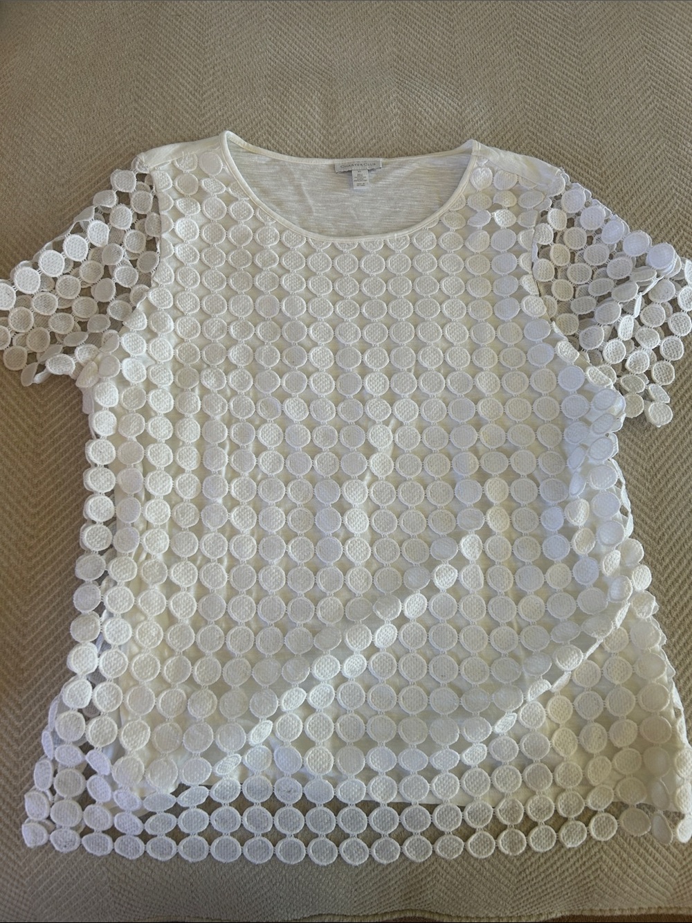 Charter Club White Circle Appliqué Short Sleeve Tee